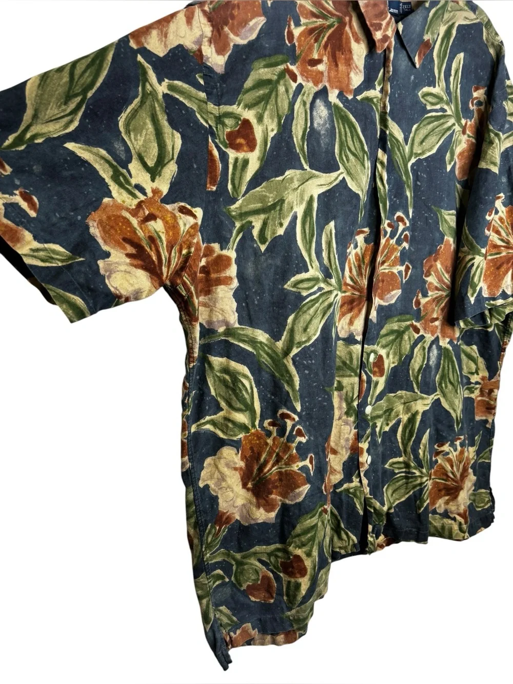 VTG Polo Ralph Lauren Hawaiian Shirt Mens Blue Floral Camp Linen Blend 2XLT